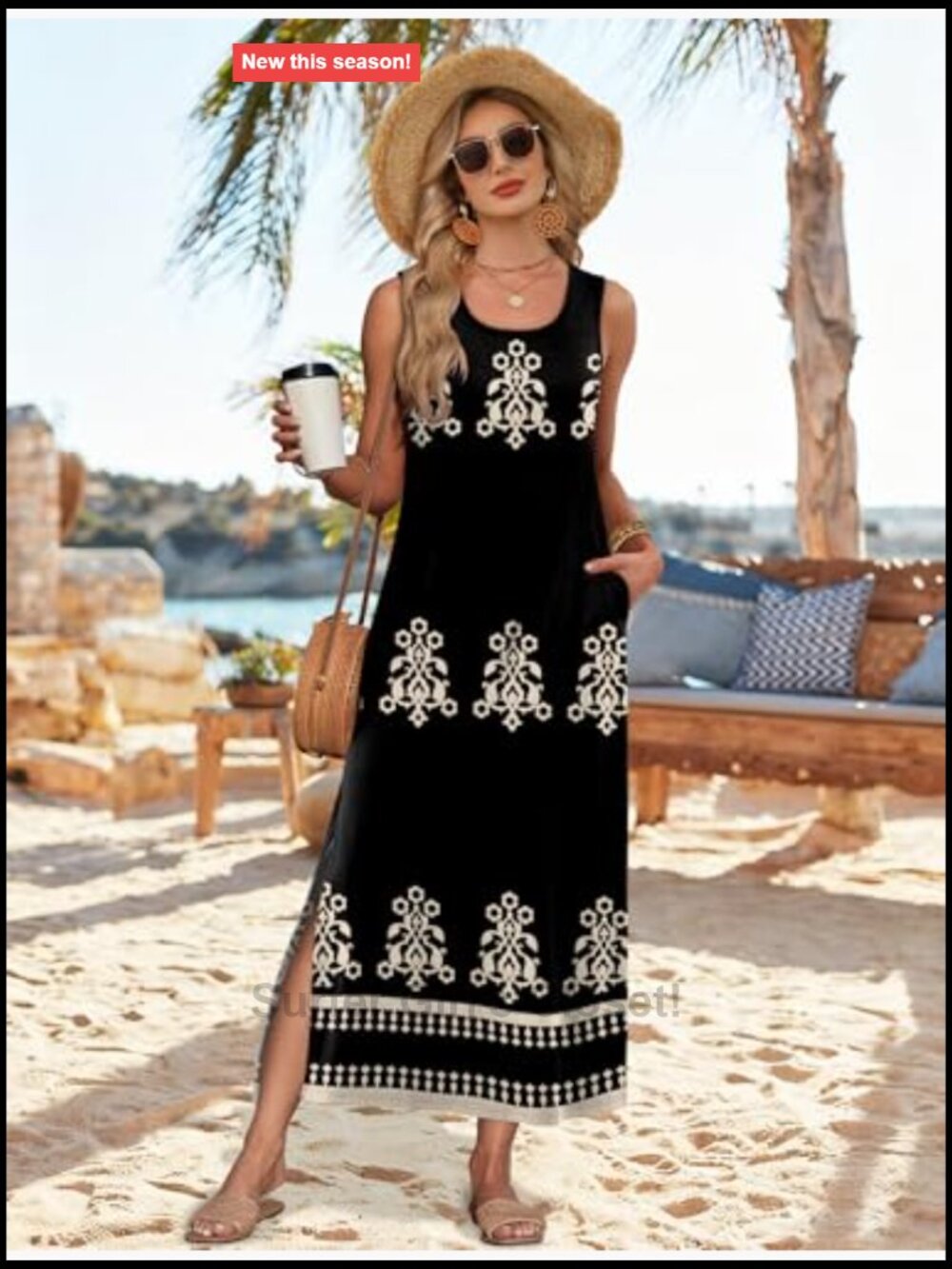 Maxi Dress Summer Sleeveless Sundress with Pockets Boho Loose Fit - Picture 5 of 5